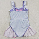 summer popular princess purple and pink  girls swim suit