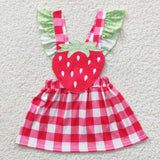 Strawberry plaid girls dress