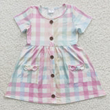 5.5 summer Color lattice girls dress