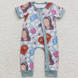 cartoon pencil and ball girls romper
