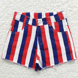 5.14 US warehouse 4th of July baby girl stripe shorts jeans