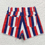 5.14 US warehouse 4th of July baby girl stripe shorts jeans