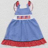 fourth of July blue plaid girls dress