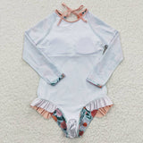 new style long flower orange swimsuit