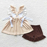 new style embroidered  cow sunflower girls outfits