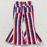 5.14 US Warehouse  4th of July baby girl stripe jeans