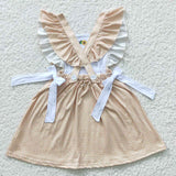 5.5 embroidered summer cow flower girls dress