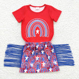 5.5 GSD0338 4th of July star and blue tassel girls outfit