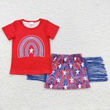 5.5 GSD0338 4th of July star and blue tassel girls outfit