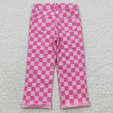 US new style Checkered jeans pink