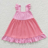 new style big bow pink girls dress