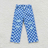 new style Checkered jeans blue