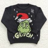 long sleeve sweater Christmas black cartoon girl top