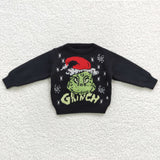 long sleeve sweater Christmas black cartoon girl top