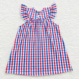 smocking 4th of July plaid girls dress