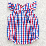 5.14 USA warehouse smocking 4th of July plaid girl bubble