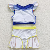 summer yellow and blue girls swimsuit