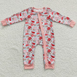Christmas cup pink zip romper