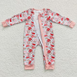 Christmas cup pink zip romper