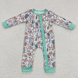 Christmas sledge green zip romper
