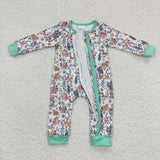 Christmas sledge green zip romper