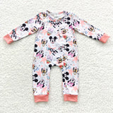 long sleeve cartoon pink mouse romper