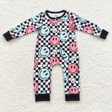 smile black zip romper