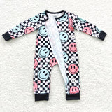 smile black zip romper