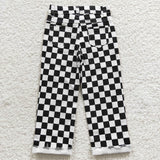US new style Checkered jeans black