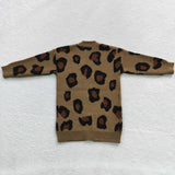 long sleeve brown leopard sweater