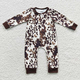 long sleeve  leopard zip sleeper