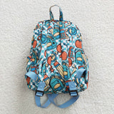 High quality  back to school apple blue print backpack