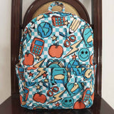 High quality  back to school apple blue print backpack