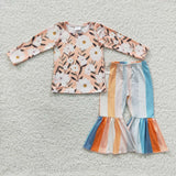 5.5 GLP0447-- orange floral and stripe pants girls clothing-