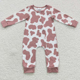 long sleeve leopard zip romper