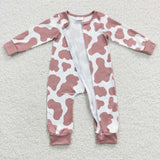 long sleeve leopard zip romper