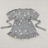 summer cotton floral grey dress