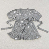 summer cotton floral grey dress