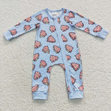 Christmas blue cake zip romper