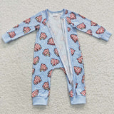 Christmas blue cake zip romper