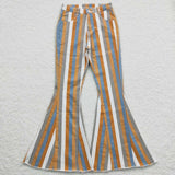 Adult stripe Bell-bottom jeans