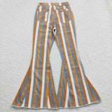 Adult stripe Bell-bottom jeans