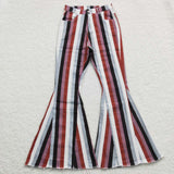 Adult stripe Bell-bottom jeans