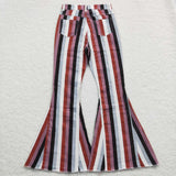 Adult stripe Bell-bottom jeans