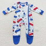 long sleeve car zip romper