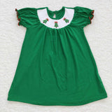 smocked Christmas tree green girls dress