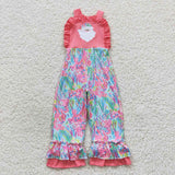 Christmas embroidered  pink Santa Claus jumpsuit