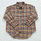 long sleeve brown plaid T-shirts