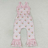 Christmas pink plaid  girls overall