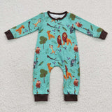 long sleeve lion green zip sleeper